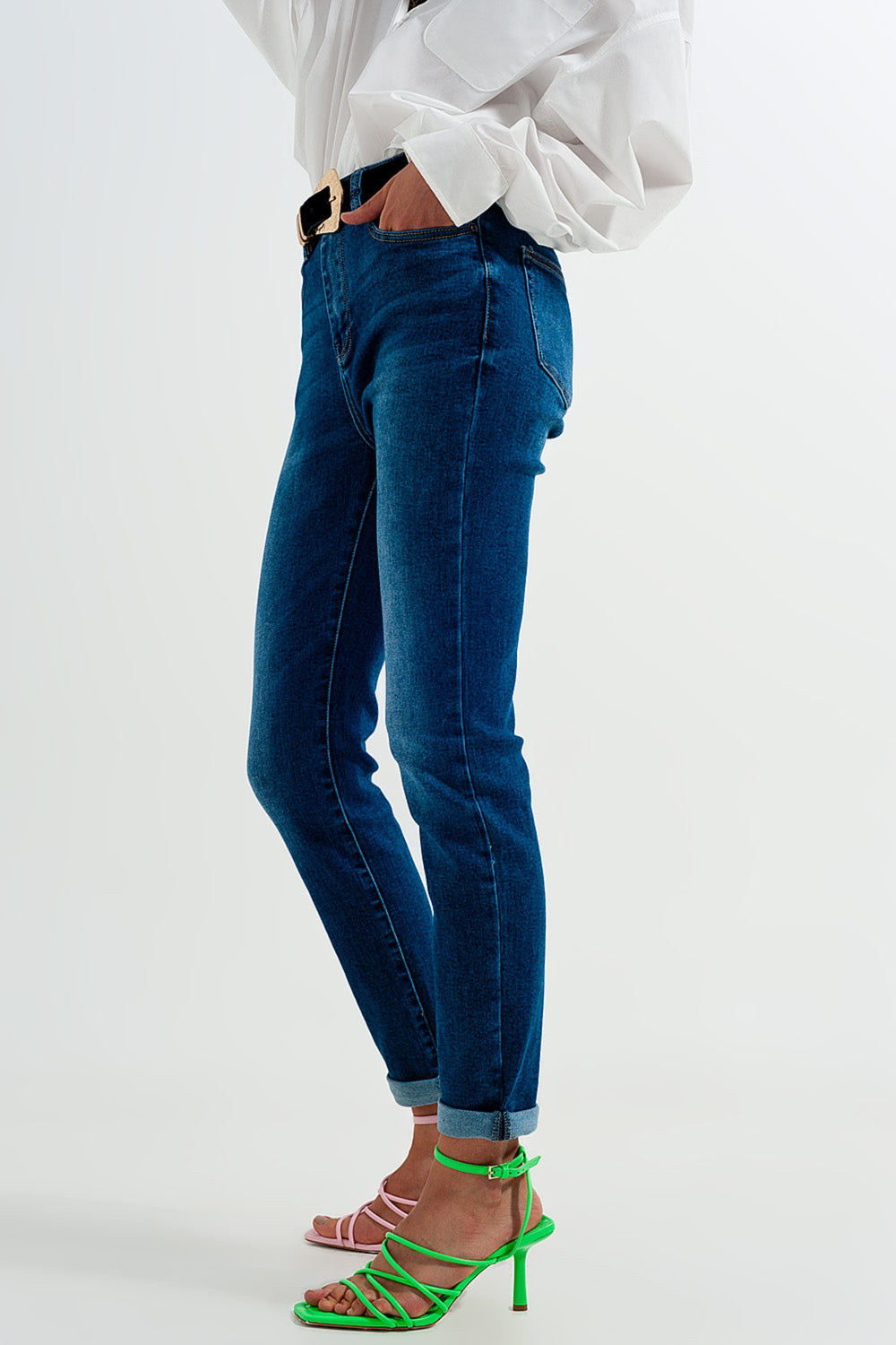 Jeans skinny in misto cotone blu scuro