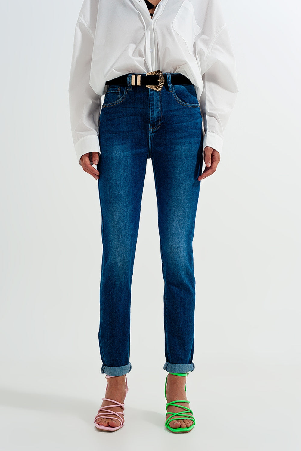 Jeans skinny in misto cotone blu scuro
