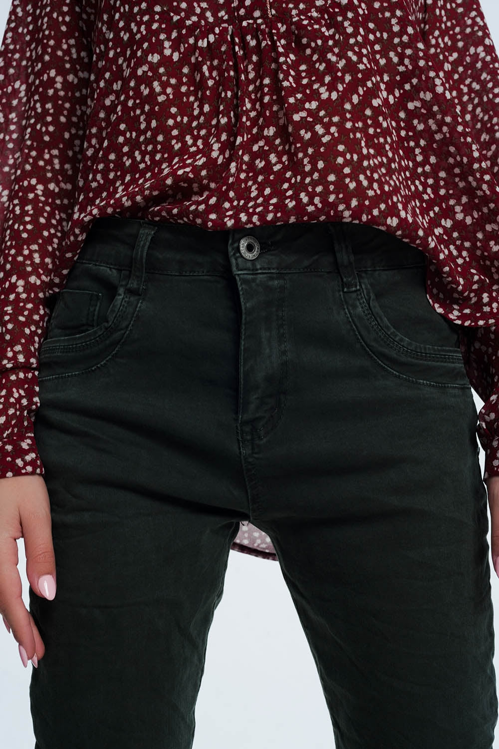 jeans skinny khaki con cavallo basso