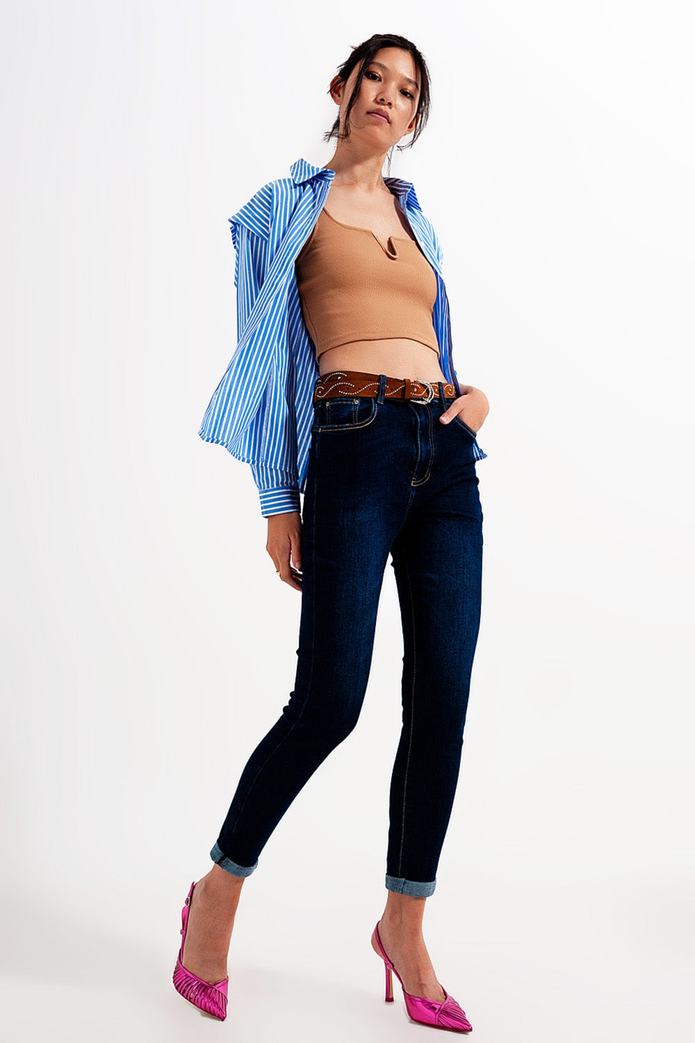 Jeans skinny lavaggio blu scuro