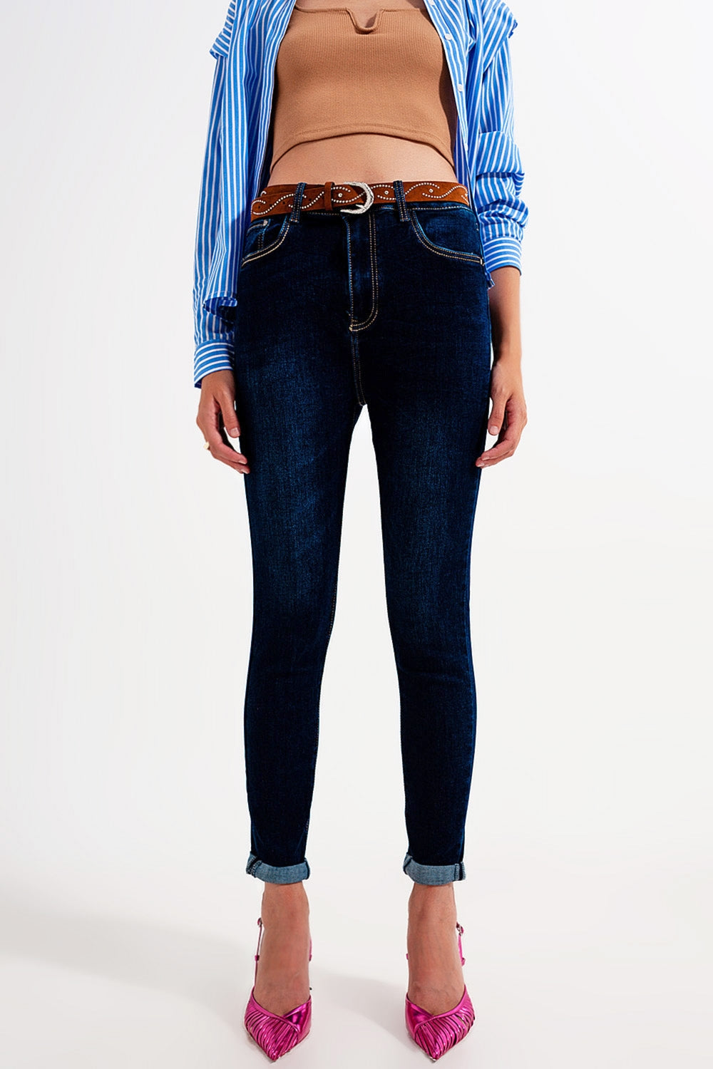 Jeans skinny lavaggio blu scuro