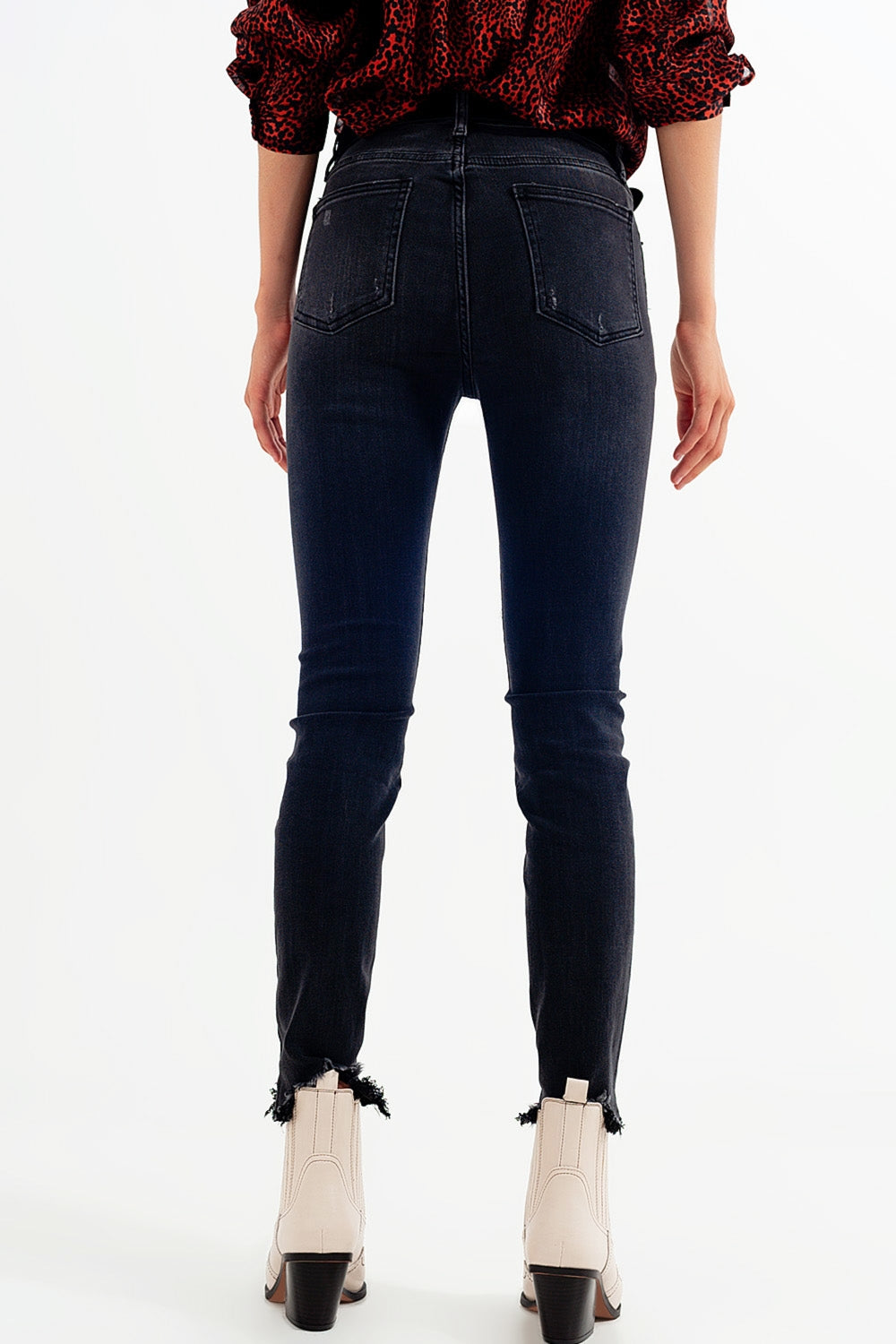 Jeans skinny nero slavato