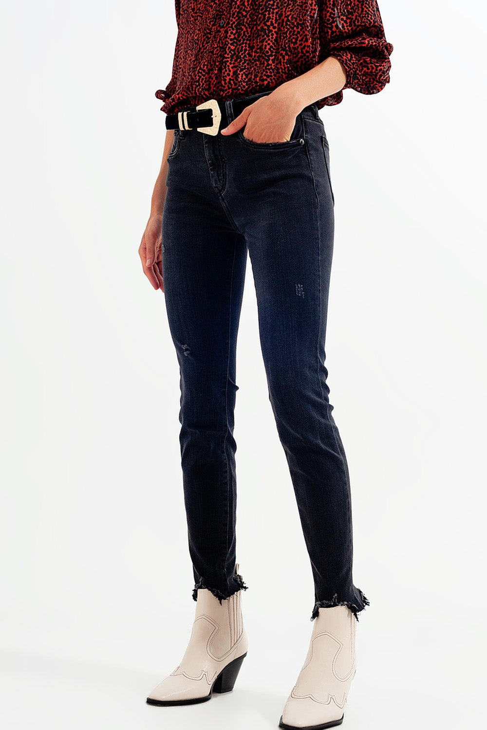 Jeans skinny nero slavato