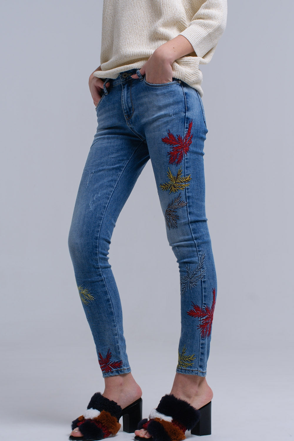Jeans skinny ricamati