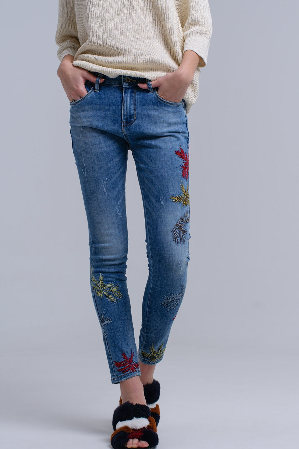 Jeans skinny ricamati
