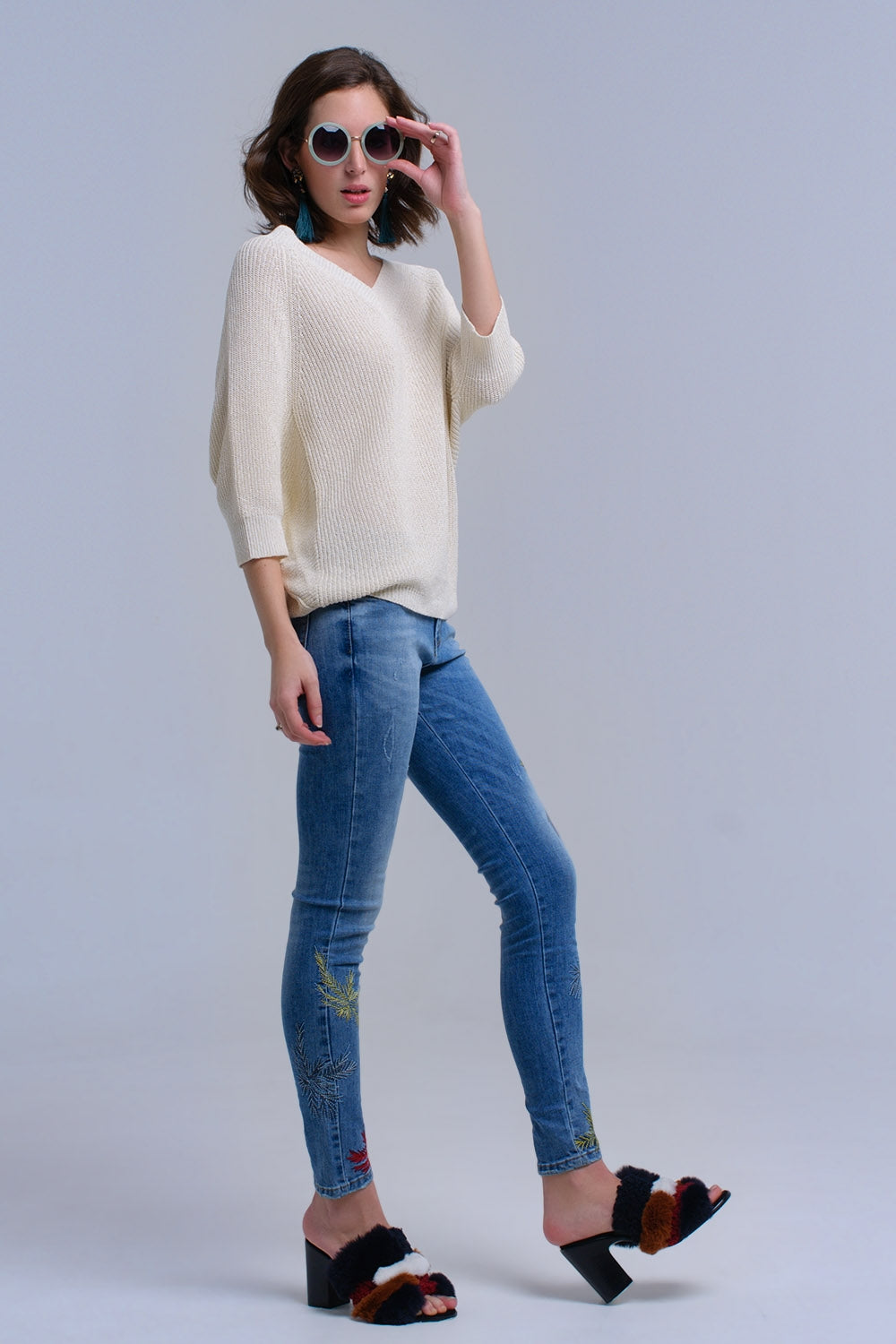 Jeans skinny ricamati