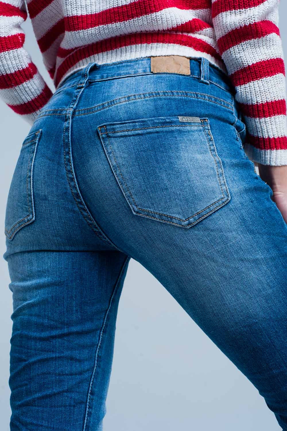 Jeans skinny rugosi lavato oscuro