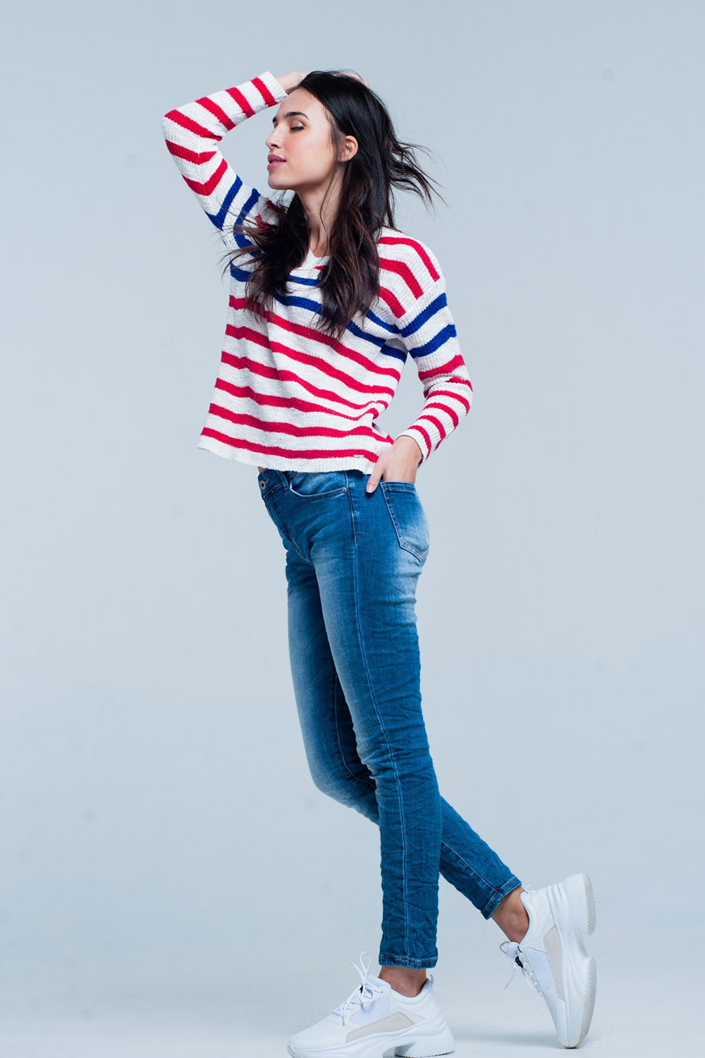 Jeans skinny rugosi lavato oscuro