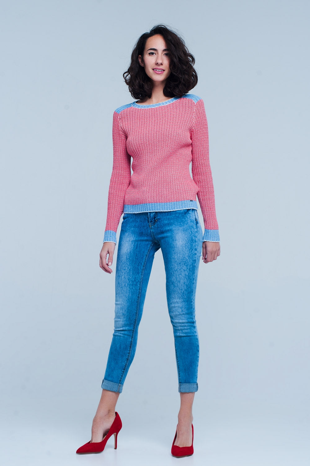 Jeans skinny slavati con stampa leopardo