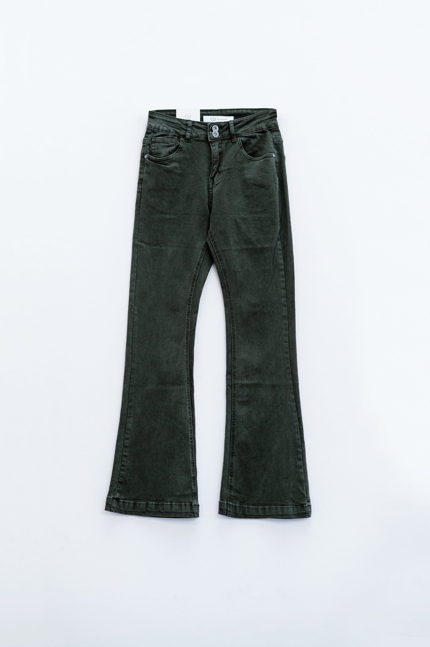Jeans skinny svasati con doppio bottone in kaki