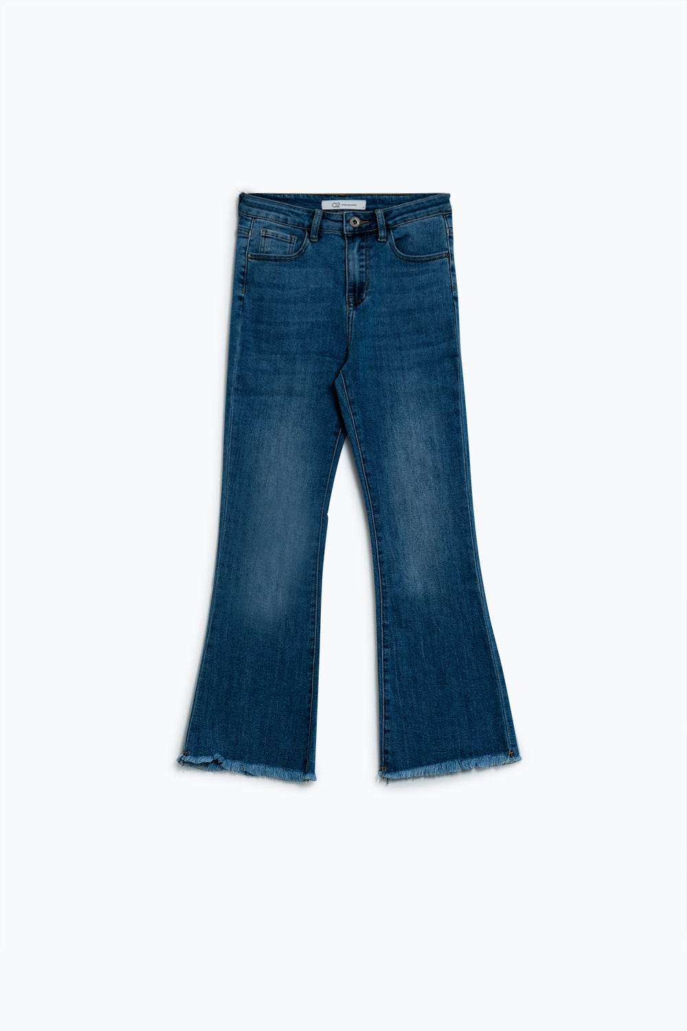 Jeans skinny svasati con orlo a vivo in lavaggio medio