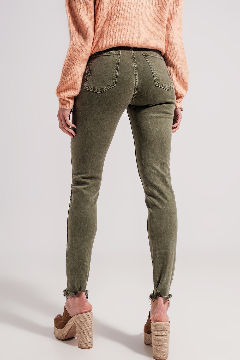 Jeans skinny verdi distressed