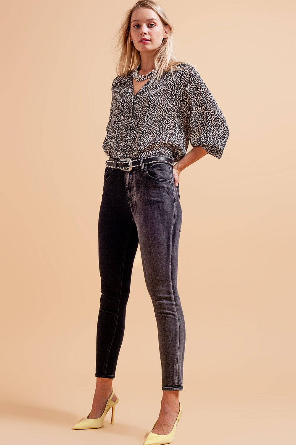 Jeans slim in color block