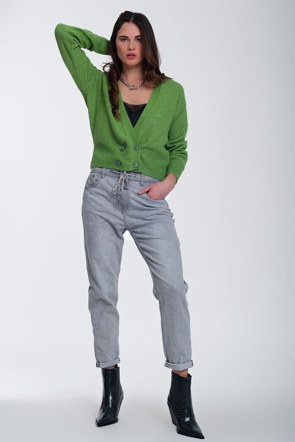 Jeans stile joggers leggeri lavaggio medio grigio