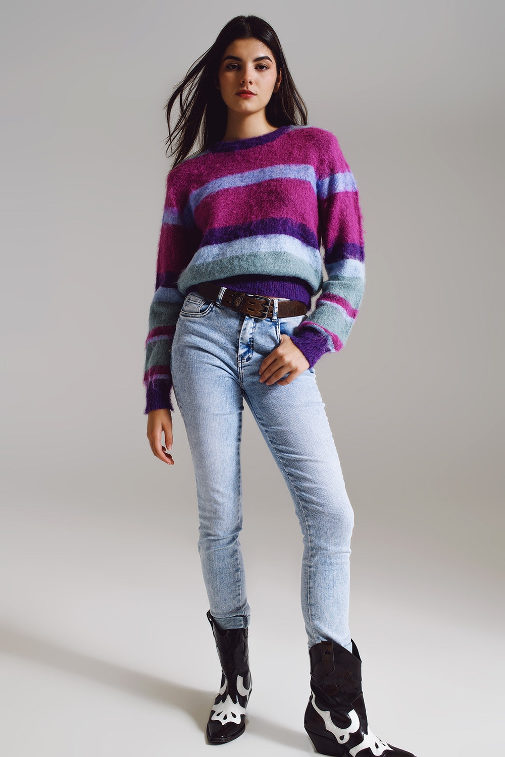 Jeans super skinny a vita media in lavaggio chiaro