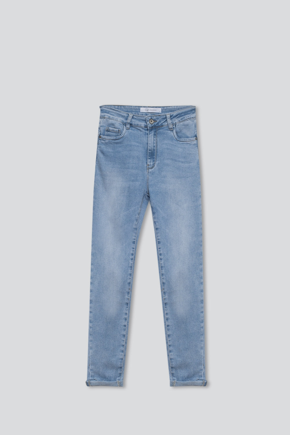 Jeans super skinny a vita regolare in lavaggio chiaro con 5 tasche