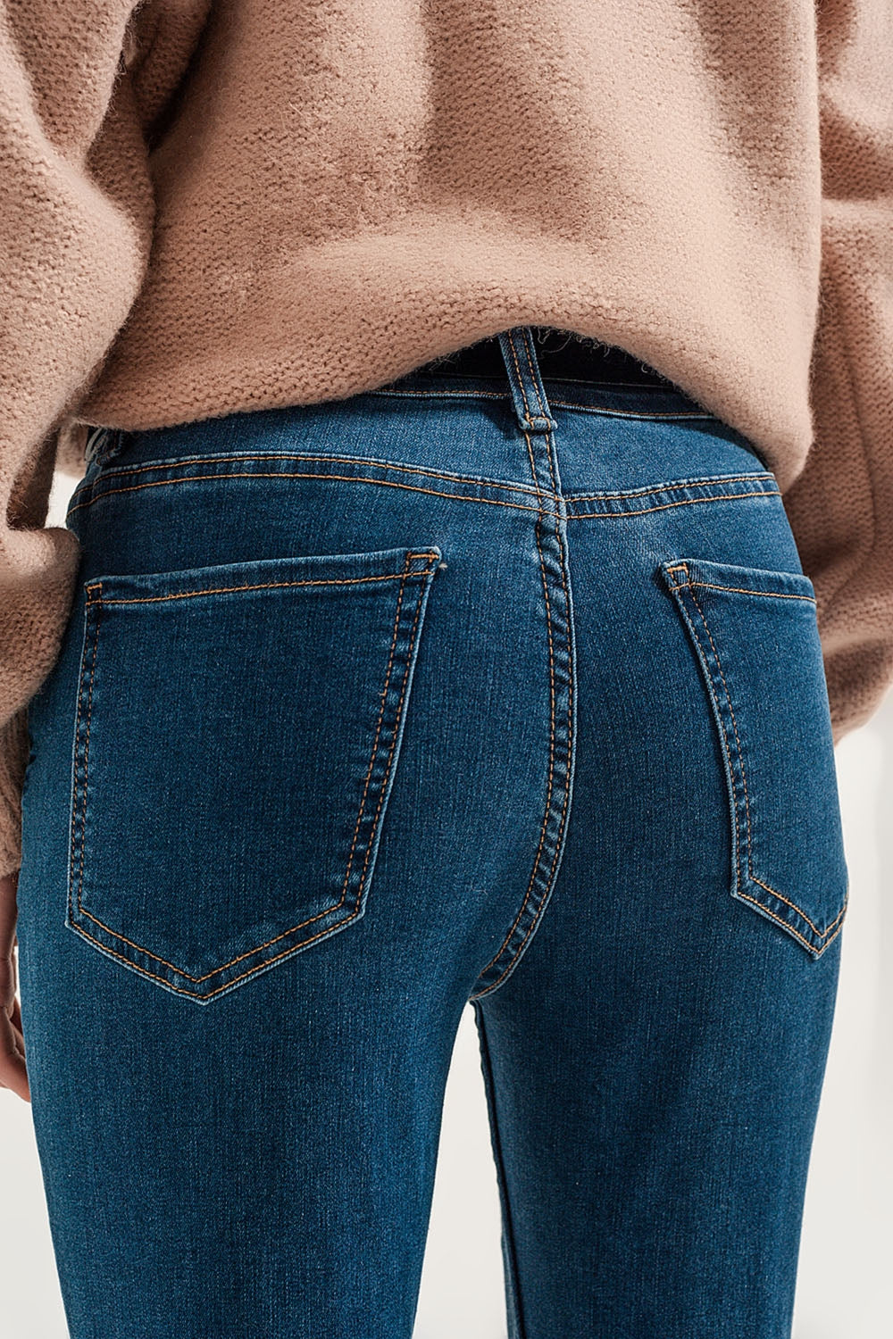 Jeans super skinny fit a vita alta lavaggio in blu medio
