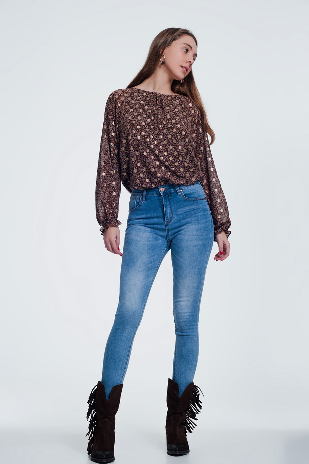 Jeans vita alta skinny blu stone wash medio Pretty