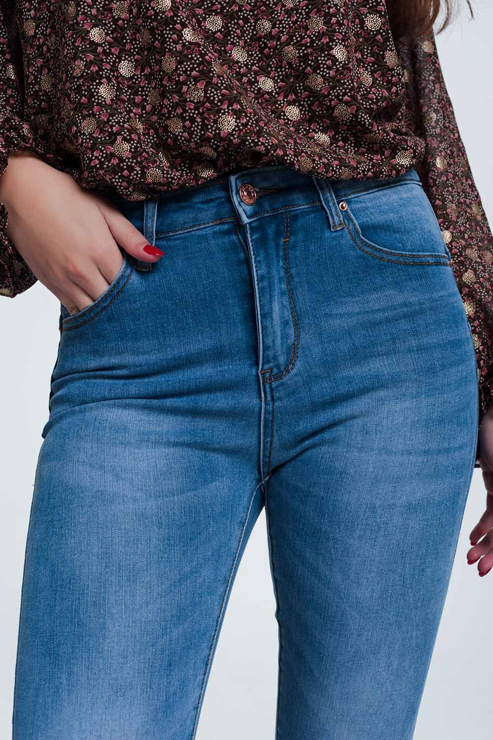 Jeans vita alta skinny blu stone wash medio Pretty
