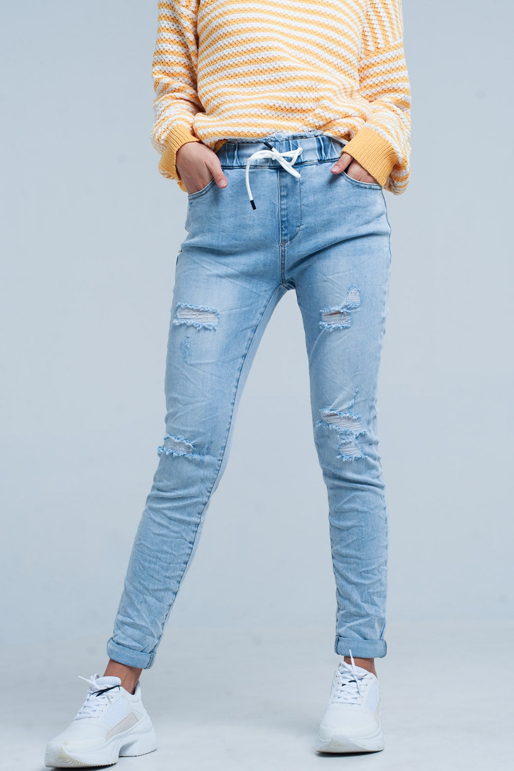 Jogger Lavato Chiaro con coulisse in vita