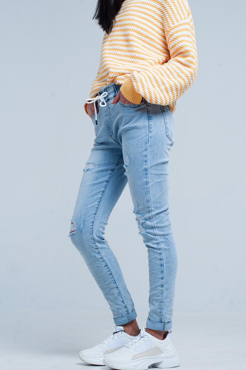 Jogger Lavato Chiaro con coulisse in vita
