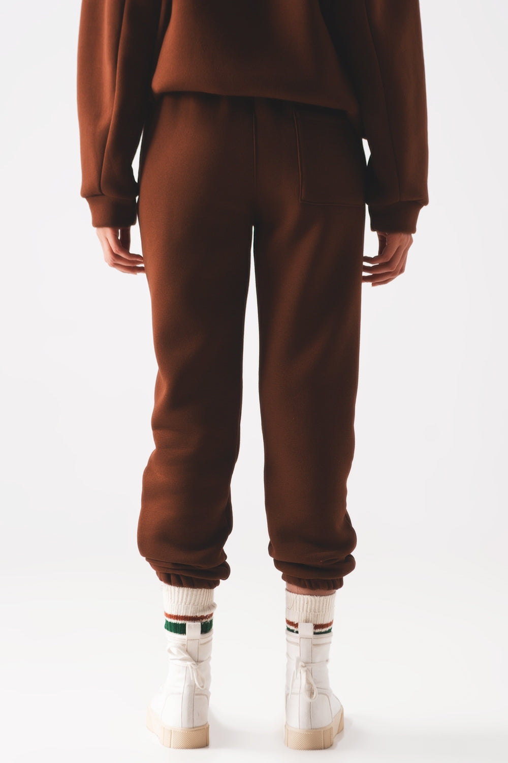 Joggers in cotone color marrone