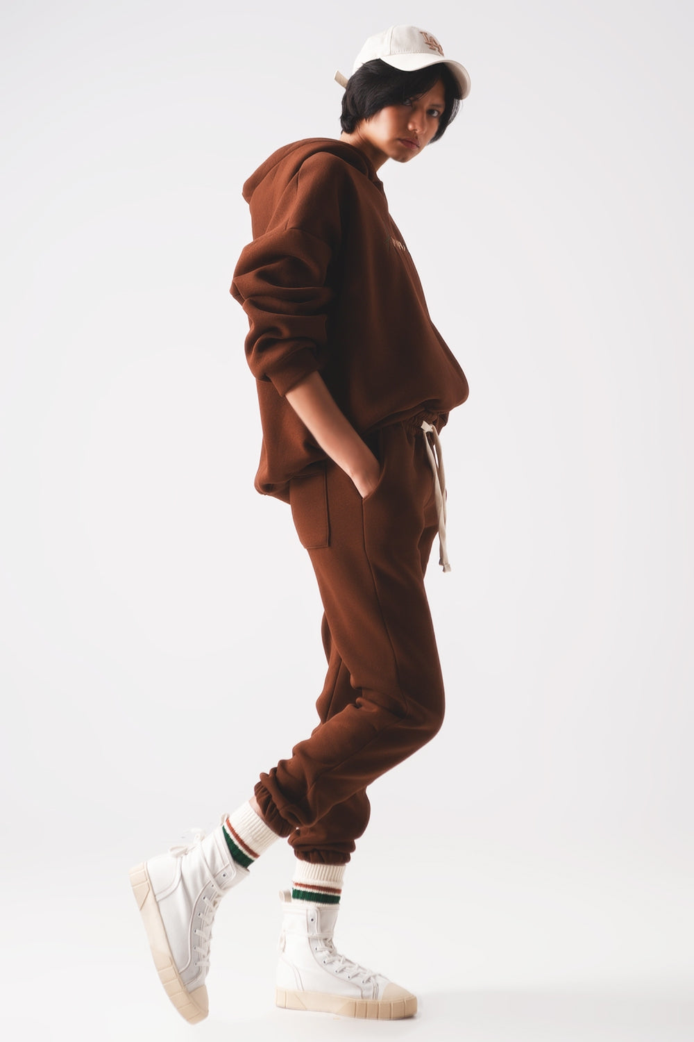 Joggers in cotone color marrone