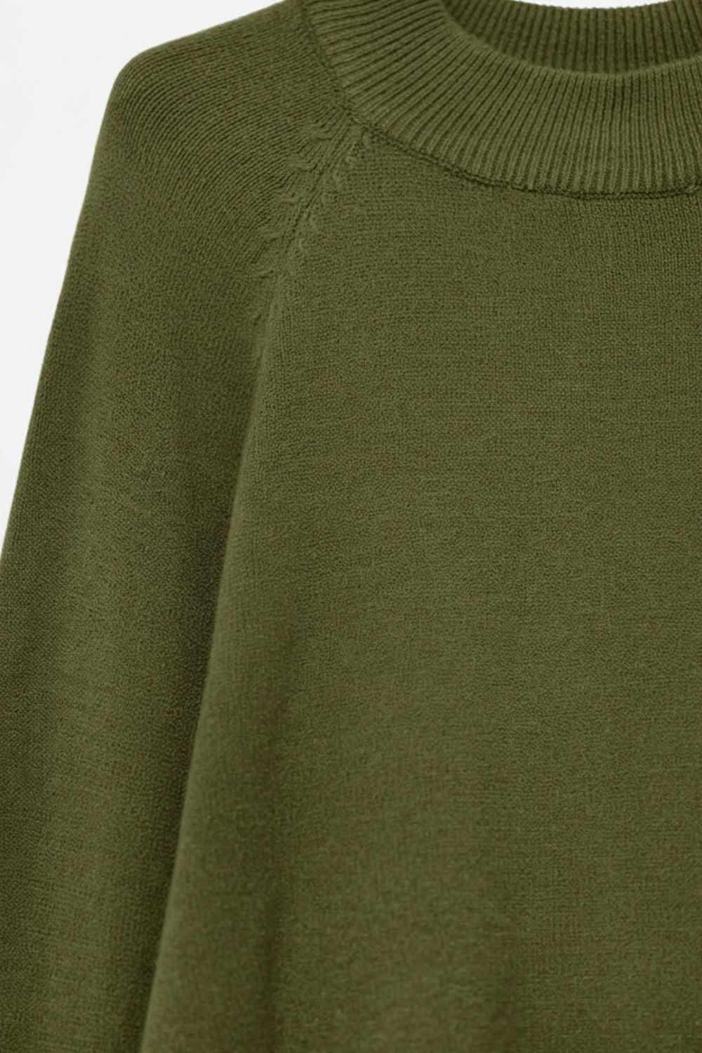 kaki Maglione in maglia con maniche a palloncino