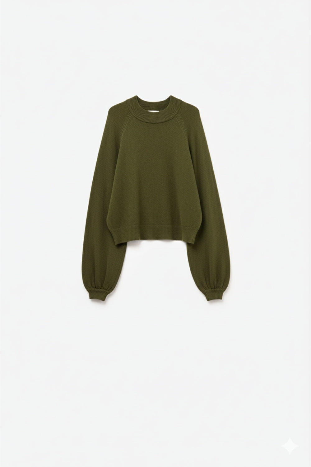 Q2 kaki Maglione in maglia con maniche a palloncino