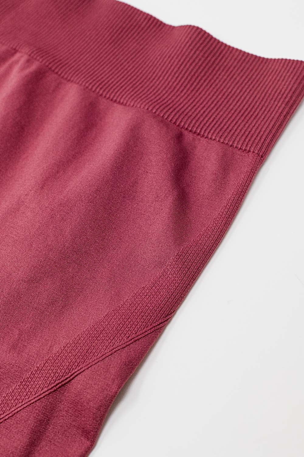 Leggings a vita alta a coste senza cuciture rosa antico