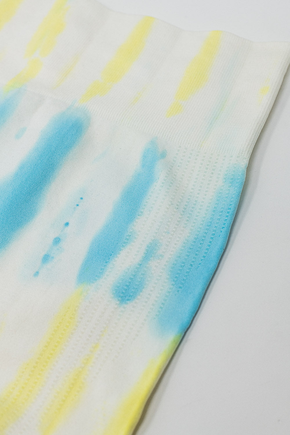 Leggings bianchi Tie-Dye a coste senza cuciture