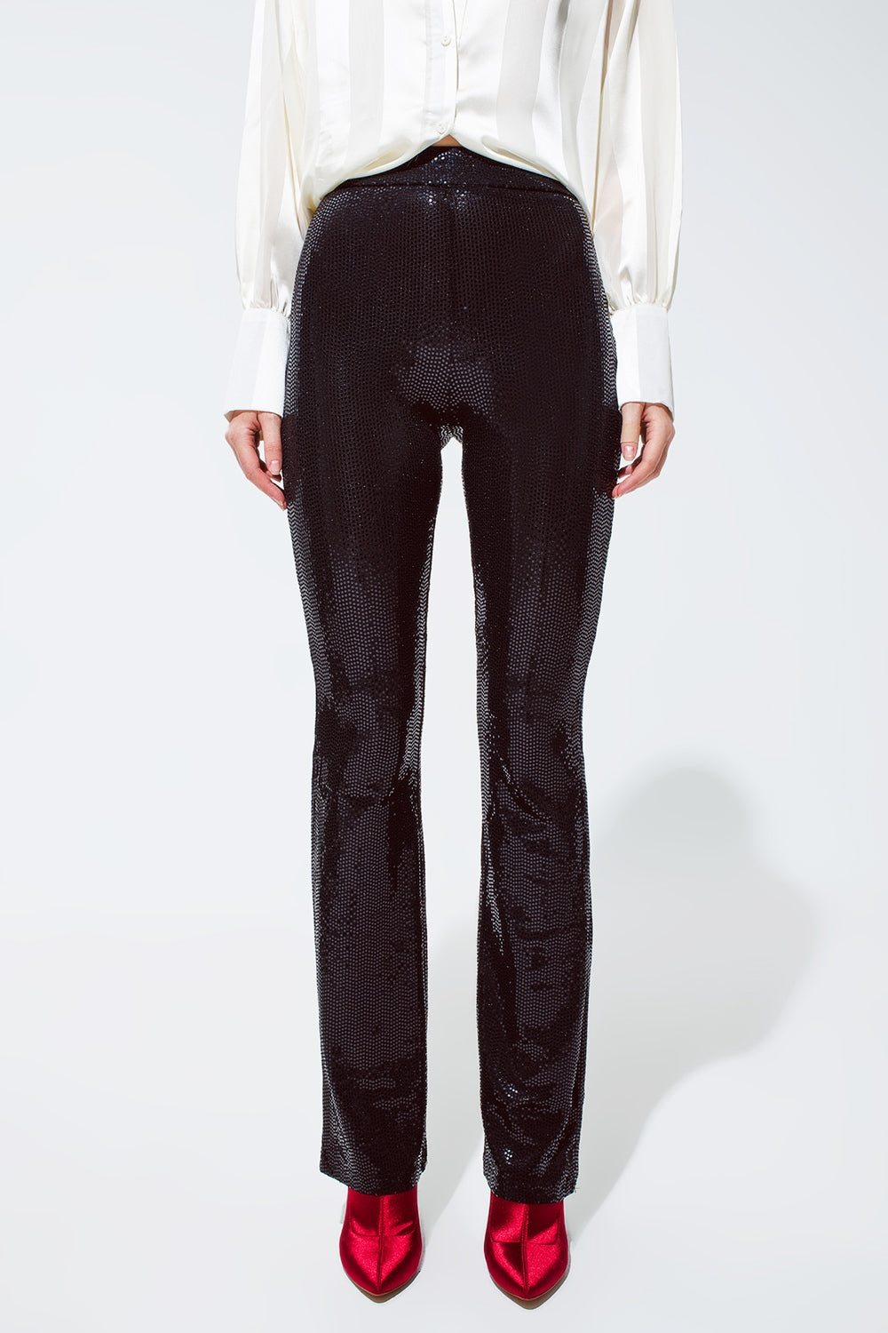 Q2 Leggings con paillettes in nero
