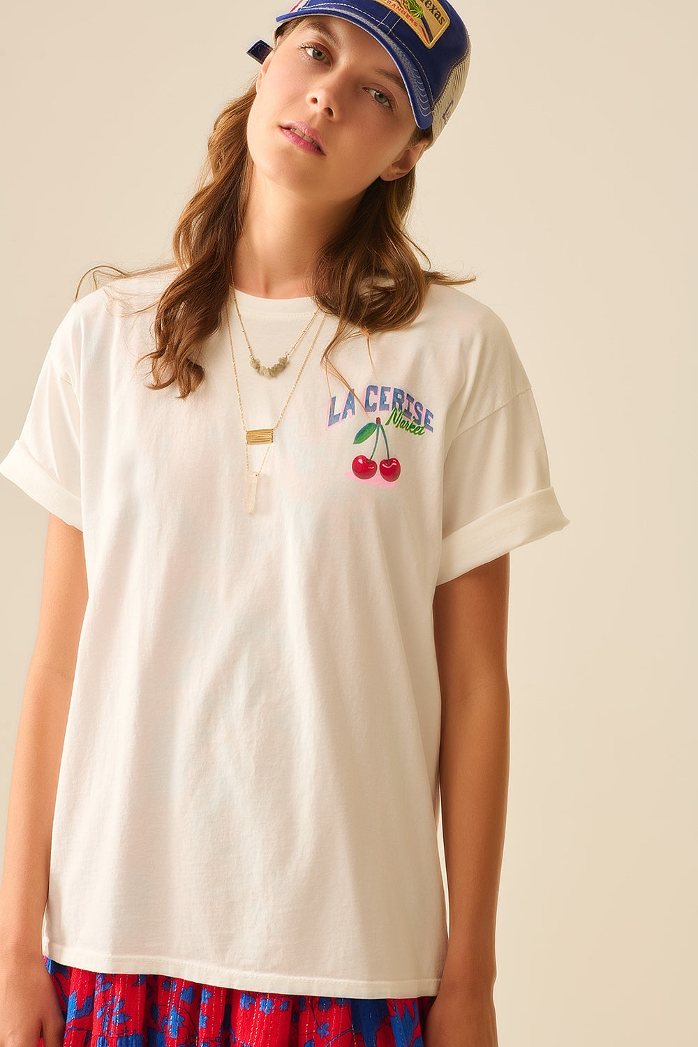 made in italy T-shirt bianca con grafica La Cerise Market Saint-Tropez