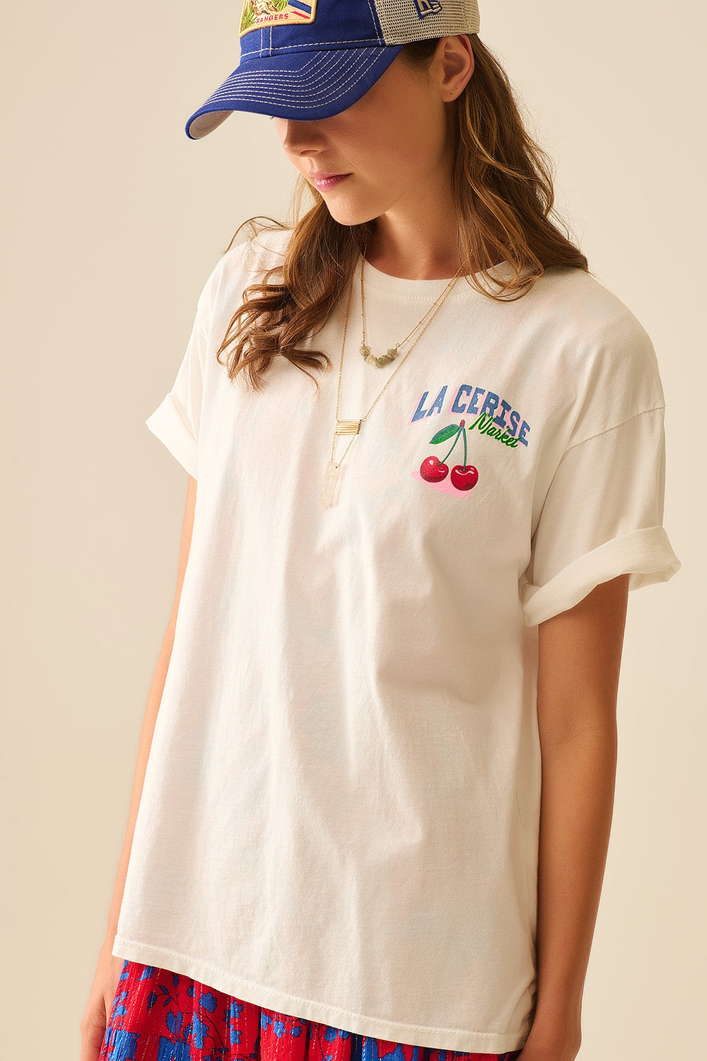 made in italy T-shirt bianca con grafica La Cerise Market Saint-Tropez