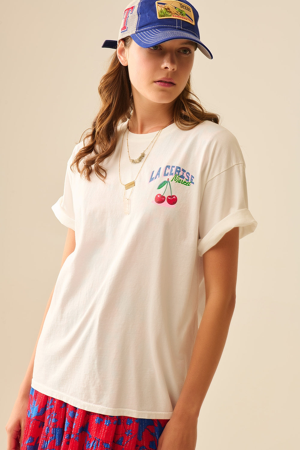 made in italy T-shirt bianca con grafica La Cerise Market Saint-Tropez