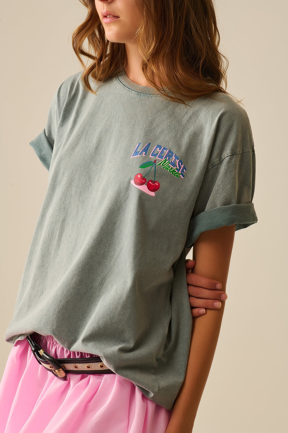 made in italy T-shirt grigia con grafica La Cerise Market Saint-Tropez