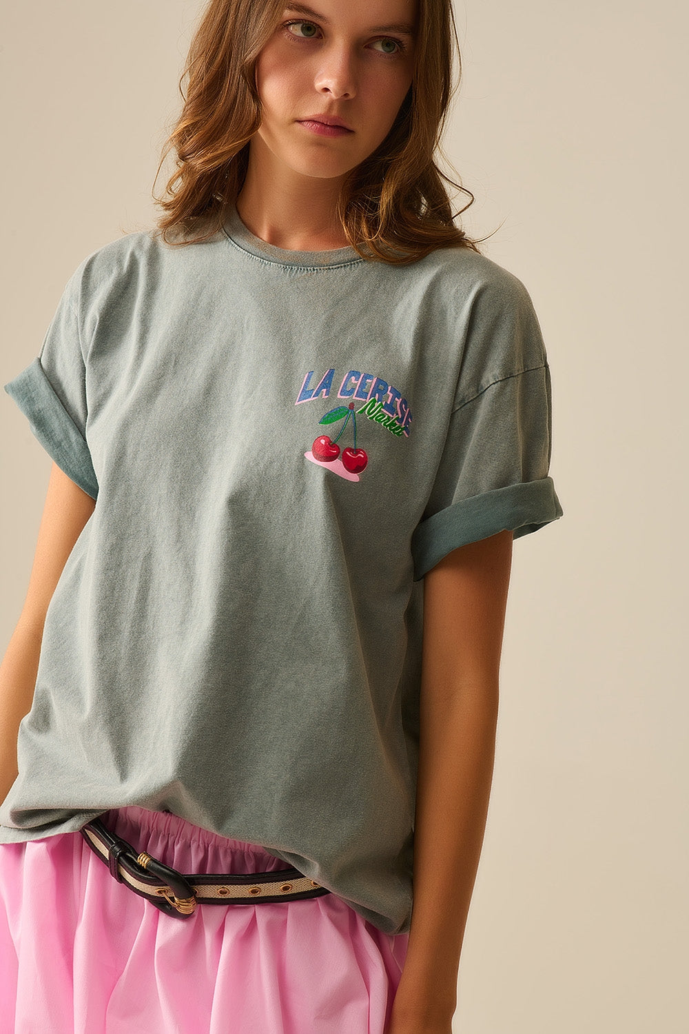 made in italy T-shirt grigia con grafica La Cerise Market Saint-Tropez