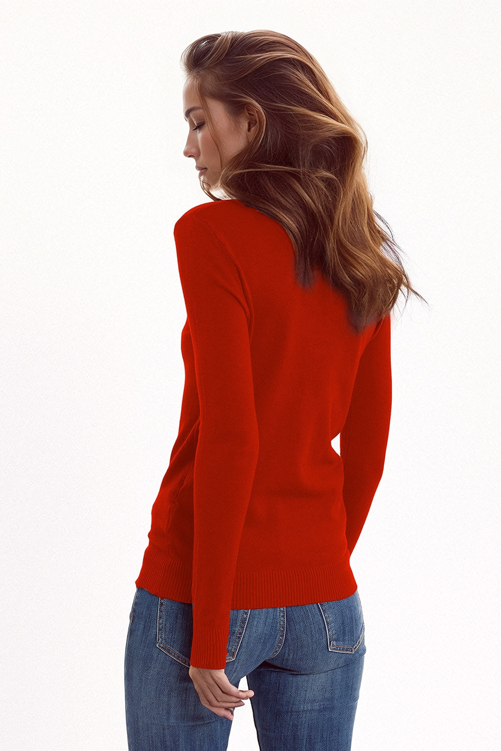 Maglia a collo alto a maglia fine in colore vino