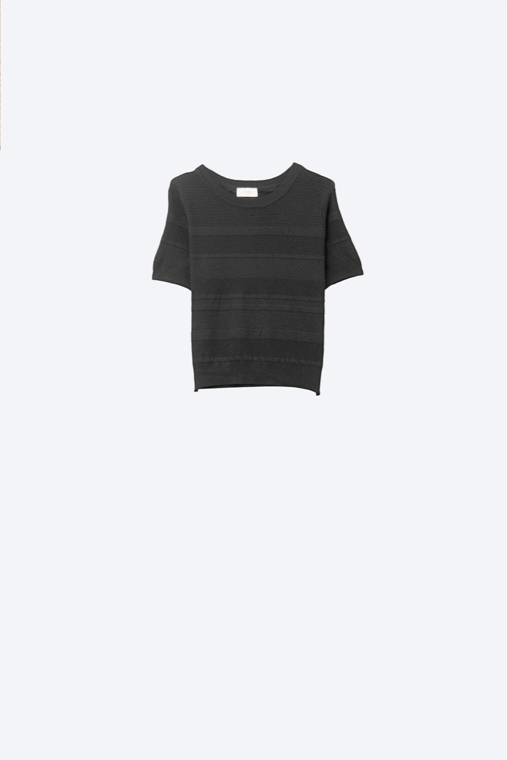 Q2 Maglia a righe testurizzate in nero