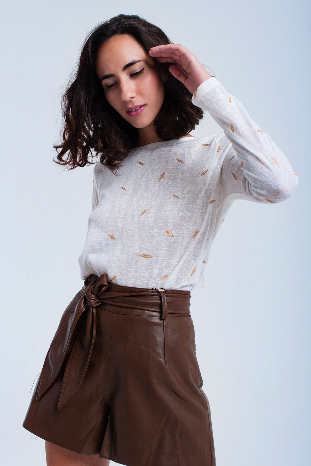 Maglia crema stampata