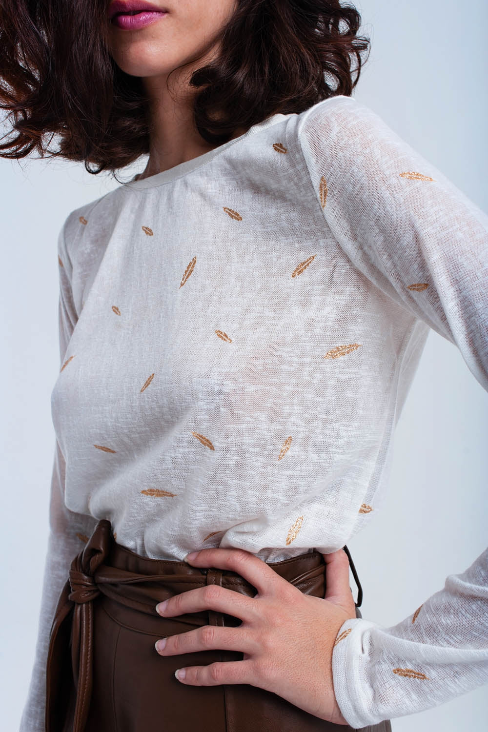 Maglia crema stampata