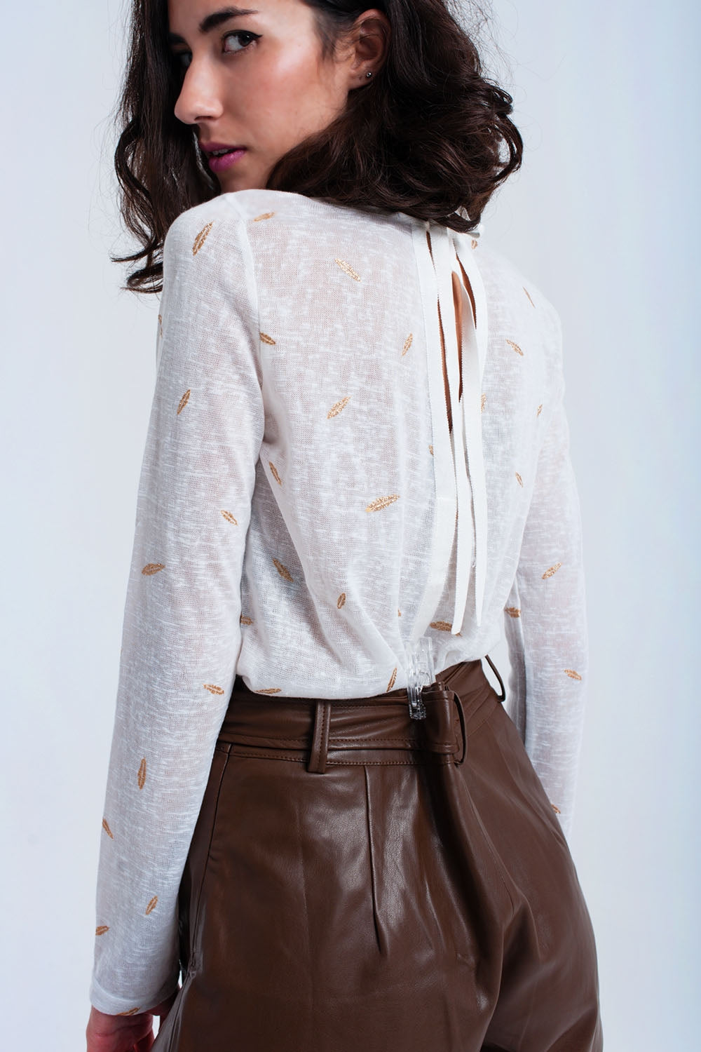 Maglia crema stampata