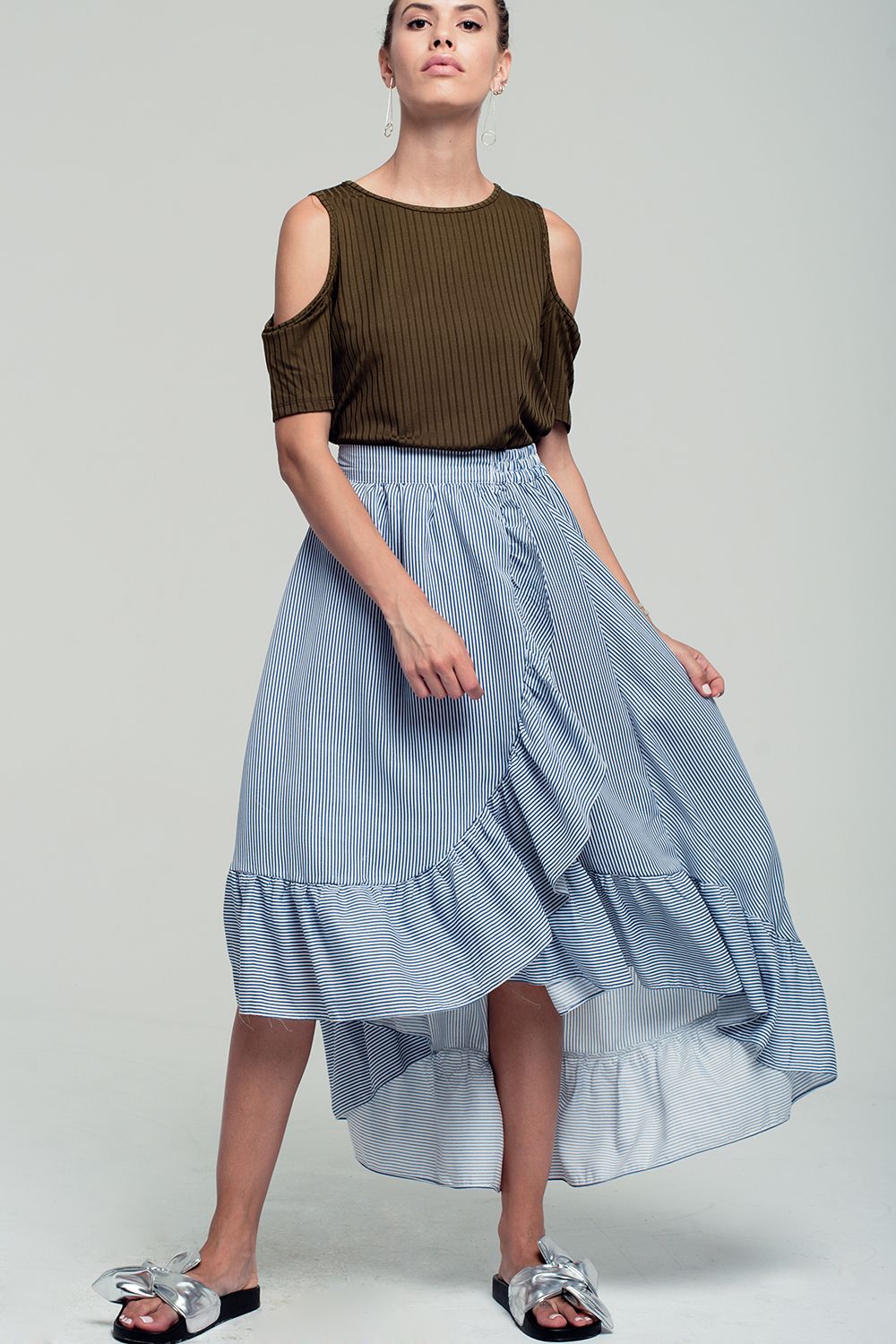 Maglia khaki con spalle cut out
