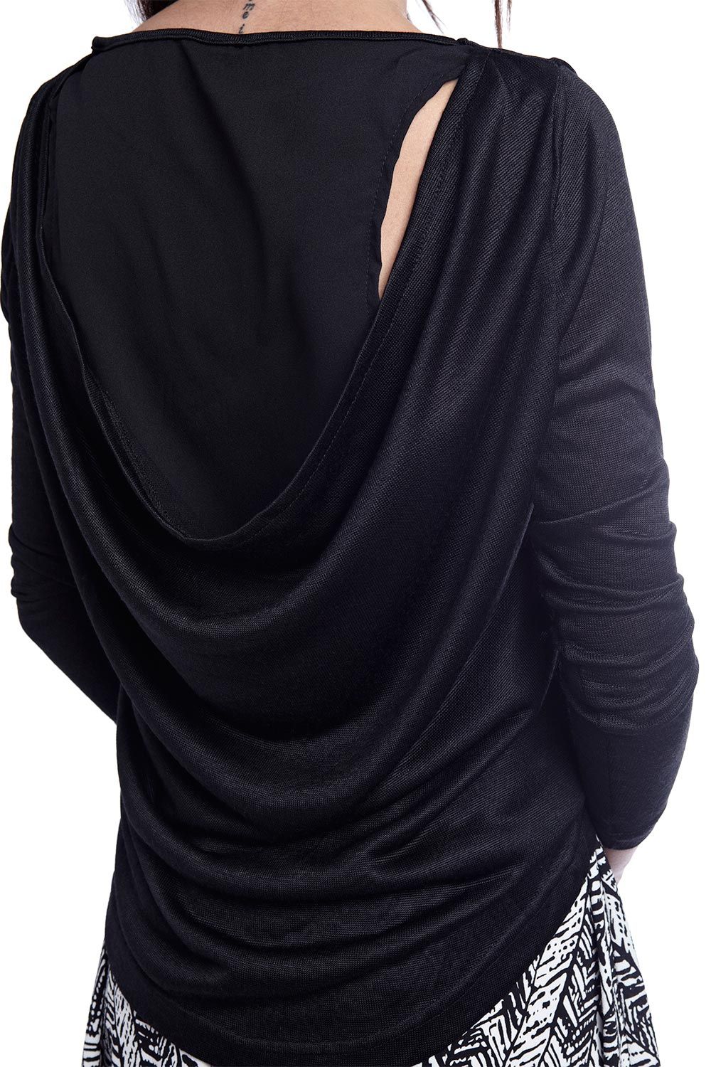 Maglia nera con retro in chiffon