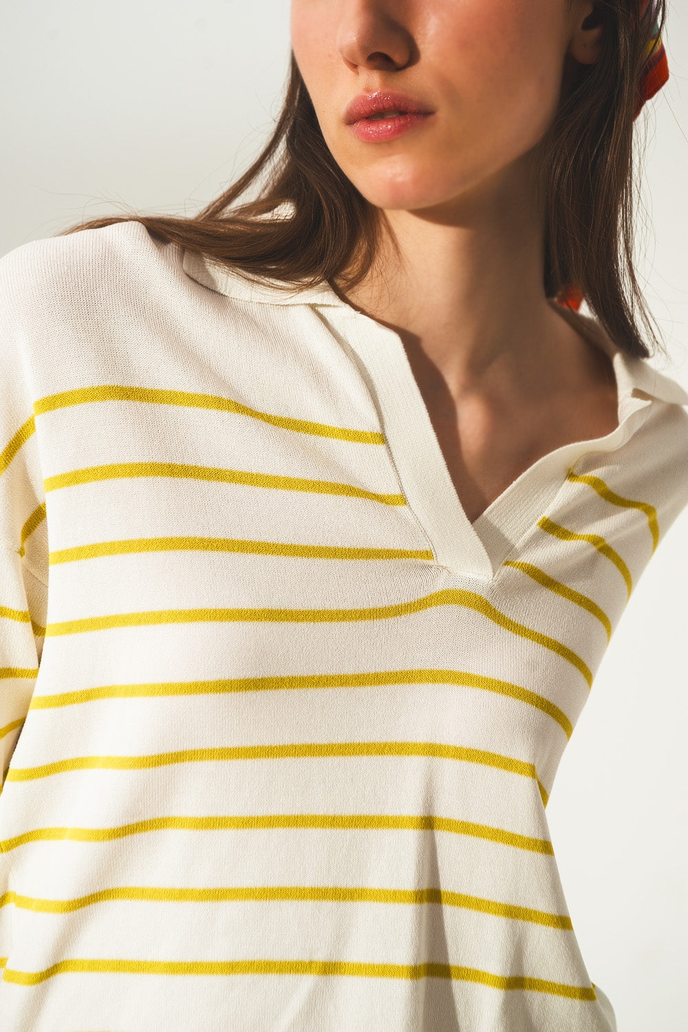 Maglia polo verde estilo vintage anni 70 a righe