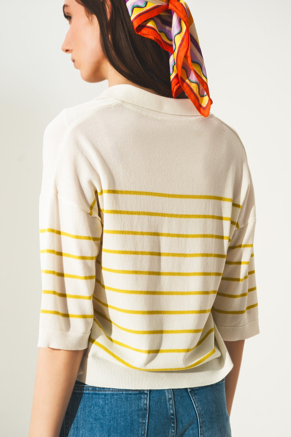 Maglia polo verde estilo vintage anni 70 a righe