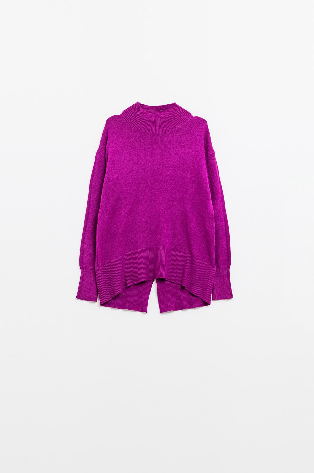 Q2 Maglia sciolta fucsia con dettaglio posteriore aperto
