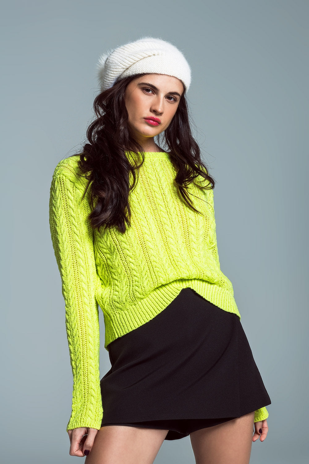 Maglia verde lime con schiena scoperta e fiocchi