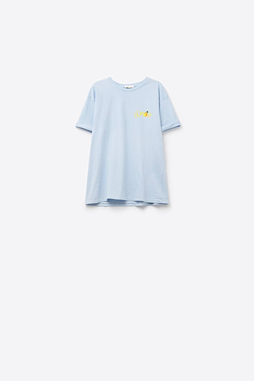 Maglietta blu Made in Italy con grafica di limone