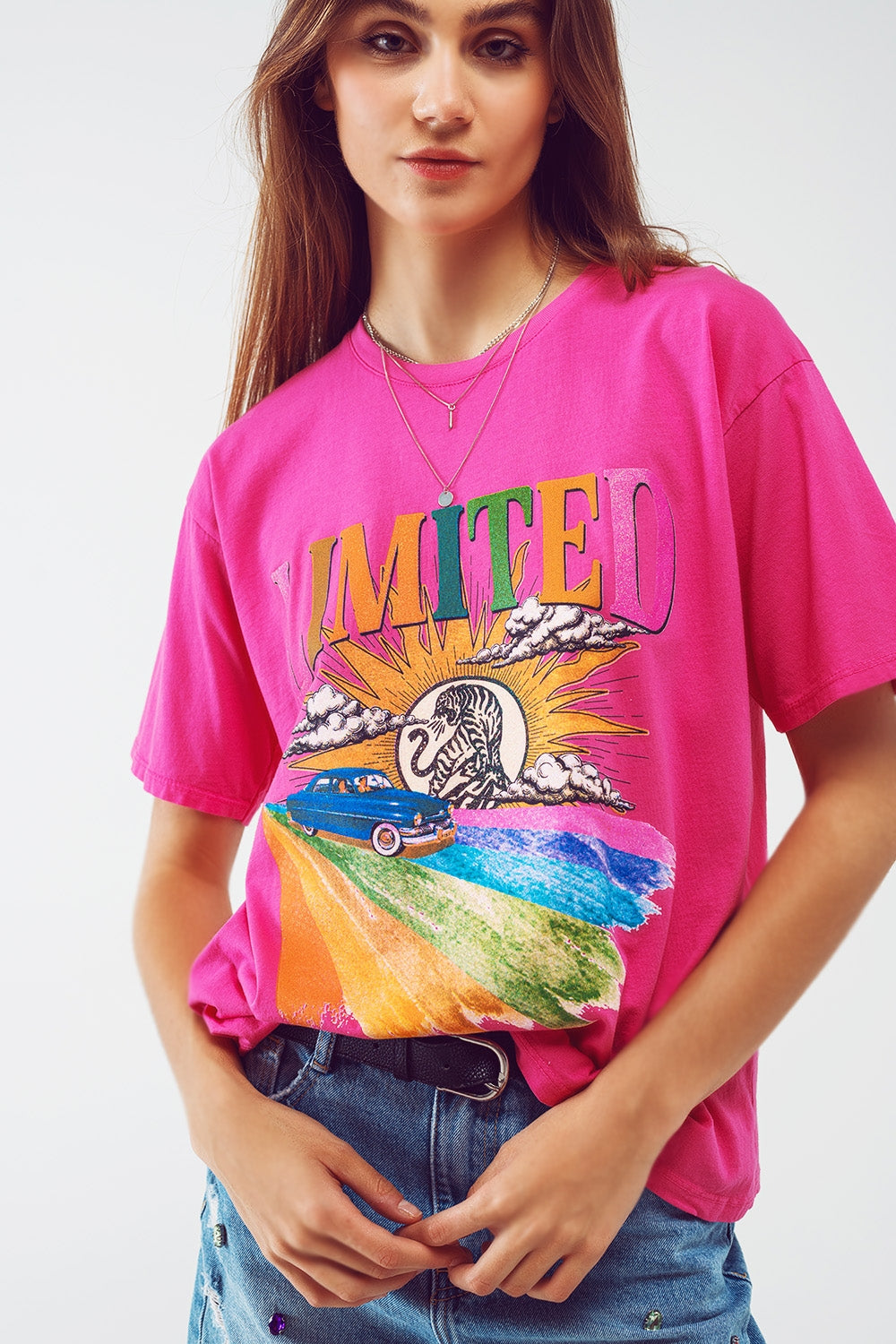 Maglietta con stampa grafica limitata in Fucsia